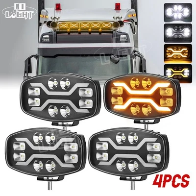 4X Fit Scania Volvo DAF MAN 24v 10'' Jumbo Spot Light Led White Amber DRL E9 - Image 1 of 4