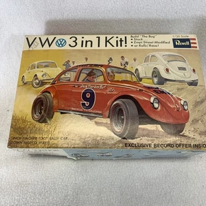 Vintage 1968 Revell VW 3-In-1 Kit Beetle Bug Plastic Model Kit #1264-200 - Picture 1 of 13
