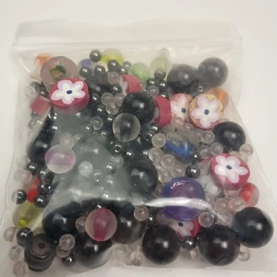 Mixed Bead Lot Craft Glass Jewelry Various Colors Size Soup Metal Mix Lot 1 - Image 1 of 4