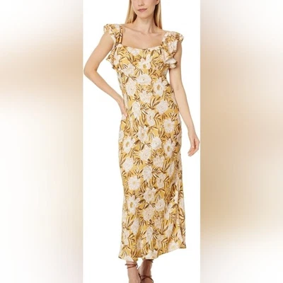 Maxi Vestido Madewell Angelina Amarillo Floral con Mangas Volantes Talla 8 Foto 1 de 4