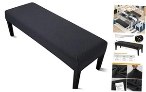 Dining Bench Covers, Stretch Washable Removable Bench Seat Protector Black - Picture 1 of 7