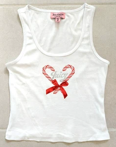 Camiseta sin mangas blanca Juicy Couture para mujer vacaciones Navidad X-Mas nueva - Imagen 1 de 2