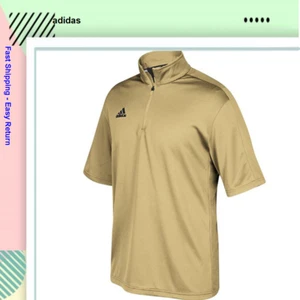 adidas Game Built Short Sleeve Quarter-Zip Top Men's Multi-Sport, Sand/Black, L - Picture 1 of 1