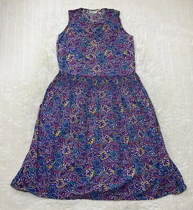 Vtg Courtney & Co Womens Size 14 Multicolor Print Dress Sleeveless Retro Geo Art - Picture 1 of 11