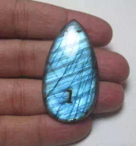 Natural Labradorite Cabochon Pear Gemstone 64.45 Cts Flat Back Cabochon J 295 - Picture 1 of 5