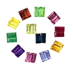 4x2 mm Natural Precious And Semi Stone Baguette Cut Lot 24 Pcs Loose Gemstones - Picture 1 of 6