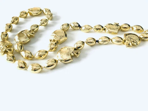 St Louis Rams Football Helmet Tailgate Unisex Necklace Gold Beads Cover