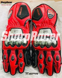 Ducati Corse Motorcycle Motorbike Racing Leather Gloves - Picture 1 of 2