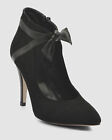 $299 Bettye Muller Women's Black Suede Zip Pumps with Bows Shoes Size EU 39/US 9