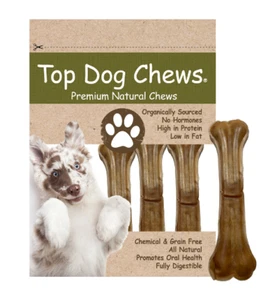Top Dog Chews 6" Pressed Rawhide Dog Bone 5 Pack - Picture 1 of 5