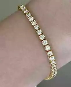 9Ct Round Cut VVS1/D Diamond Women's Tennis Bracelet 14K Yellow Gold Over 7inch - Picture 1 of 3