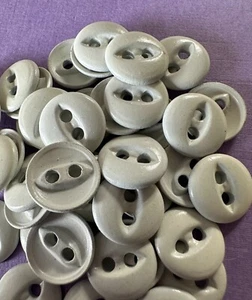 10 Vintage 2-Hole Cat Eye White Aluminum Buttons, 7/16" Dia. - Picture 1 of 1