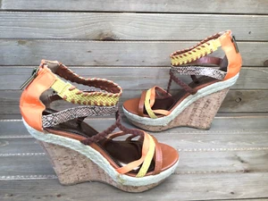 Women Colorful Wedge Heel Peep Toe Platform Shoes Ankle Strap Summer Sandals 8 - Picture 1 of 8