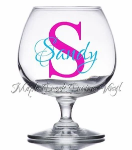 Roman Monogram Initial with Name Decal ~ Choose Decal Colors 3" tall ~decal only - Picture 1 of 23