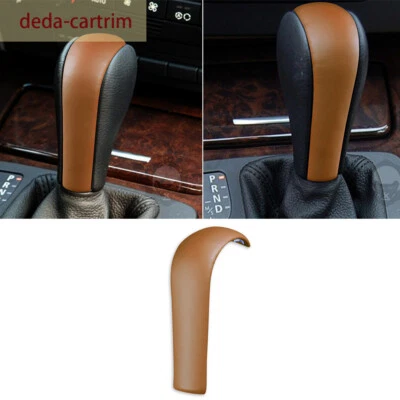 Leather Brown Gear Shift Knob Cover For BMW X3 2006-10 X5 04-06 5 Series 1996-07 - Image 1 of 4