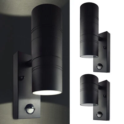 LED Wandleuchte außen schwarz Edelstahl Wandleuchte Bewegungsmelder GU10-230V - Bild 1 von 3
