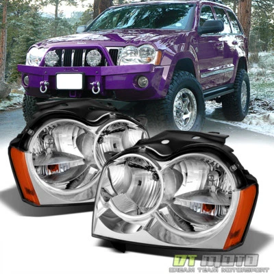 2005-2007 Jeep Grand Cherokee Headlights Headlamps Pair Replacement Left+Right - Image 1 of 4