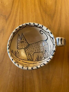 Handmade Glazed Coffee Cup Mug Cat Kitty Artwork Hand Painted Tan Brown Kitten - Picture 1 of 11