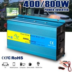 400W 800W Pure Sine Wave Power Inverter DC 12V to AC 230V Converter Car Van - Picture 1 of 11