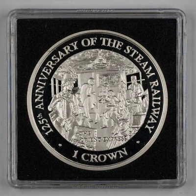 1998 Isle of Man Anniv. of Steam Railway Orient Express crown silver proof - Image 1 of 4