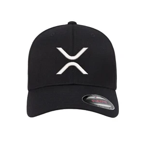 Crypto XRP Logo Embroidered Flexfit Hat Flat and Curved - Picture 1 of 14