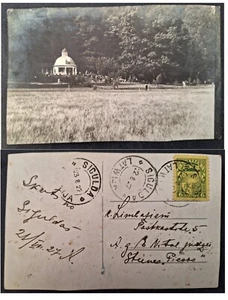 1927 Latvia Postcard-Park Scene ties 6S Stamp cd Sigulda-Stienes - Picture 1 of 3