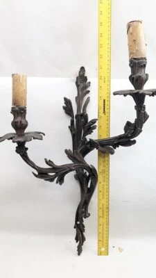 Aplique lámpara antigua de pared de 2 luces estilo Luis XV vintage X-grande con cable Foto 1 de 4