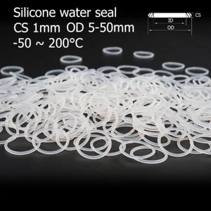 1mm Schnurstärke Silikon O-Ring Dichtungsringe Oring AD 5-50mm Lebensmittelecht - Picture 1 of 9