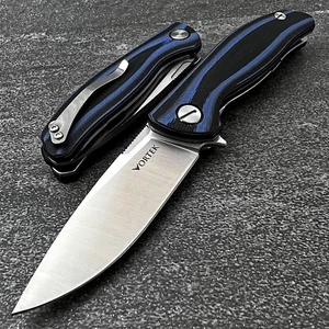 VORTEK TURRET Blue G10 Handles D2 Drop Point Blade Tactical Folding Pocket Knife - Picture 1 of 9