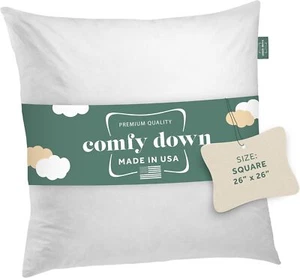 26x26 Decorative pillow insert, down and feather filled, 100% cotton cover - Picture 1 of 6
