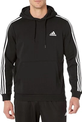 Sudadera con Capucha Adidas Essentials Polar 3 Rayas Para Hombre Negra Talla Grande - NUEVA Foto 1 de 4
