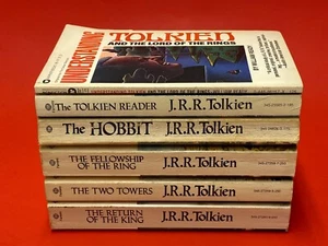 Lord of the Rings Set of 6 JRR Tolkien PB Ballantine Hobbit Reader Understanding - Picture 1 of 16