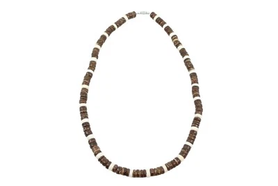 Colar de concha de coco (grosso) - 20", marrom escuro e bege, surfista havaiano  - Imagem 1 de 3