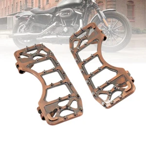 Bronze Motorcycle Wide Foot Pegs Floorboards Pedals For Harley Softail Touring - Picture 1 of 12