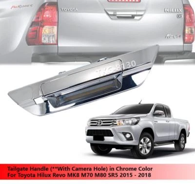 Chrome Tailgate Handle with camera hole For Toyota Hilux Revo M70 M80 2015-2018 - Image 1 of 4