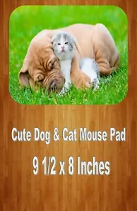 Cute Dog And Cat Cuddle 9.5 x 8 Inch Computer/Gaming MOUSE PAD - Picture 1 of 1