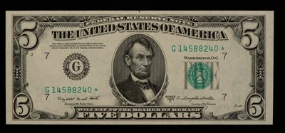 FR 1964-G* $5 1950 C Federal Reserve Note US - Star Note - UNC - SKU-CA1286 - Image 1 of 2