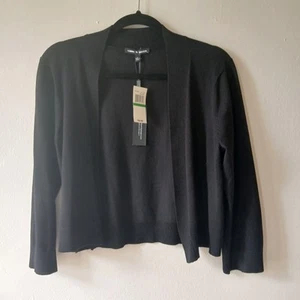 CABLE & GAUGE Black Long Sleeve Knit Open Front Cardigan Size LARGE - Picture 1 of 9