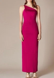Pre-Loved Karen Millen Magenta Maxi One Shoulder Dress Size UK 12 - Picture 1 of 9