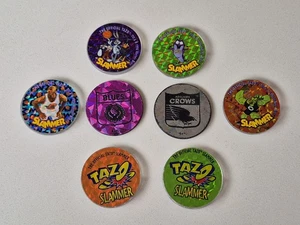 Slammers Space Jam Tazos Tazo Pog Pogs Dizks Lenticular Pickers Glo Caps x8 - Picture 1 of 4