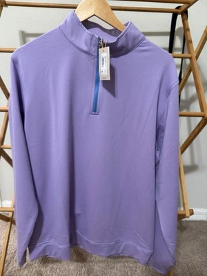 NUEVO PARA HOMBRES PETER MILLAR GOLF Perth Mini RAYAS Azul Mar 1/4 Cremallera Grande Foto 1 de 4