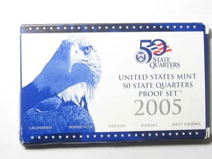 2005-S 50 State Quarters Clad Proof Set With Box & COA  CA MN OR KS WV -#11310-4 - Picture 1 of 4