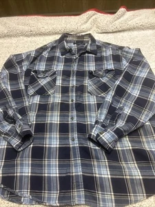 Faded Glory Langarm Knopfleiste Herren 3XL blau kariert Flanellhemd Baumwolle - Bild 1 von 10