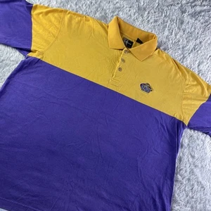 Vintage LSU Tigers Polo Shirt Men Large Purple Yellow Louisiana State University - Picture 1 of 10