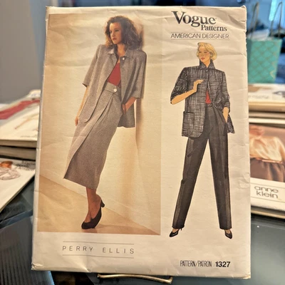 FREE SHIP! 1327 Vogue American Designers Perry Ellis Sz 10 Misses Jacket Skirt P - Image 1 of 2