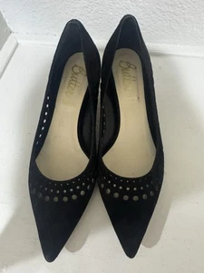 Scarpe decolte tacco gattino scamosciato nero Butter Italy taglia 8 1/2 - Foto 1 di 6