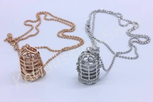 COLLANA CHIAMA ANGELI SONAGLIO forma GABBIETTACOLOR ARGENTO/ORO ROSA A SCELTA  - Immagine 1 di 1