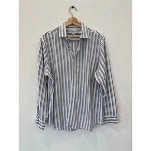 Men's Banana Republic Blue & White striped Button Up Dress Shirt Size Large - Picture 1 of 4