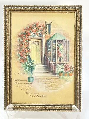 Vintage Gold accent Wood FRAMED TO Mother Poem Motto Art Deco Picture Print - Image 1 of 4