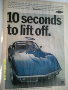 1968 Chevrolet Corvette HARDTOP Print Ad (COLOR BLUE) Laminated ORIGINAL T-TOP - Picture 1 of 1